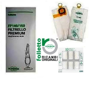 Sacchetti Originali Vorwerk Filtrello Premium FP140 FP150 con Dovine per  Folletto VK140 VK150