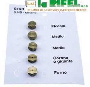 Kit 5 Ugelli per Piani Cottura e Cucina Metano misura 6MB con 2 Medi