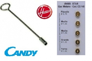 Chiave montaggio e smontaggio Ugelli + Kit 5 ugelli metano 6mb Originale Candy